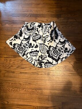 Lauren Ralph Lauren Black and White Floral Circle Skirt